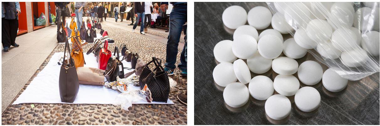 sacs et pilules contrefaits